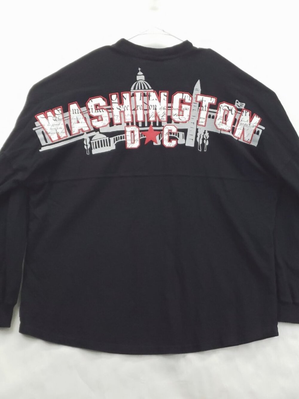 Spirit Jersey Mens 2XL Black Washington DC Long Sleeve Cotton Crew Neck Pullover